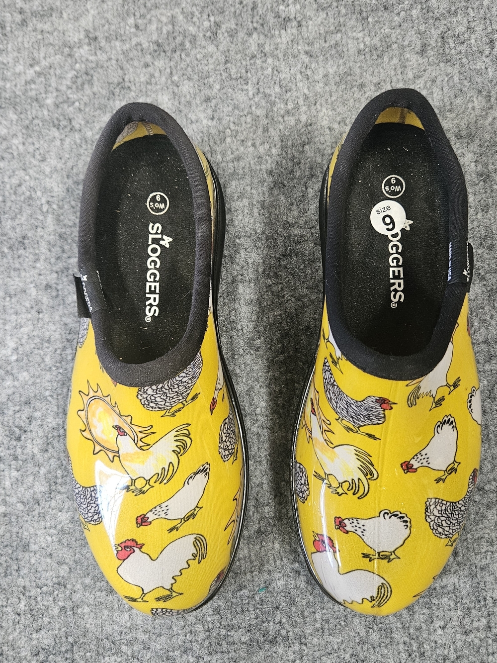 Sloggers Yellow Chicken-Print Slip-On Rain Clogs